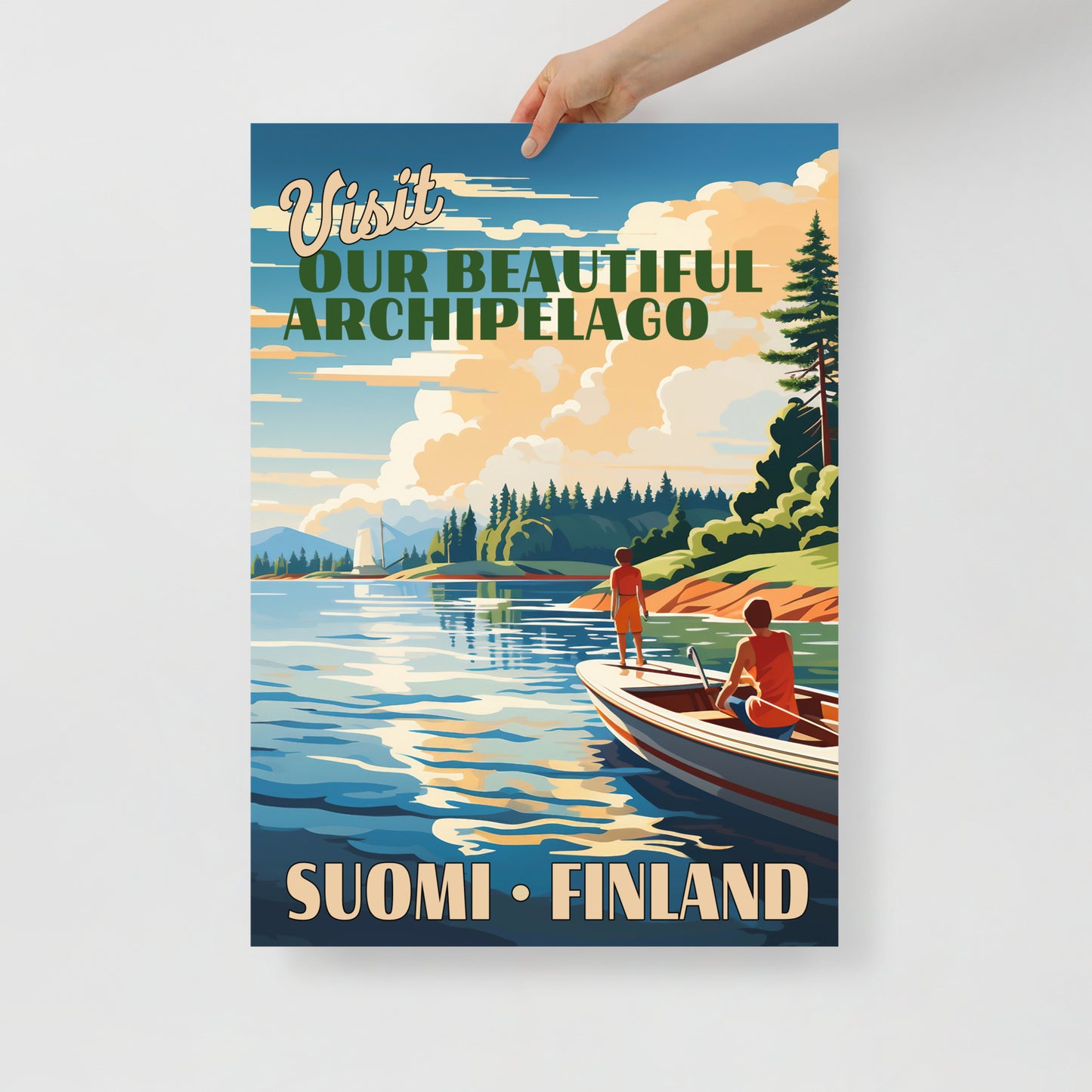 Poster - Vintage Suomi Finland Archipelago Till byn