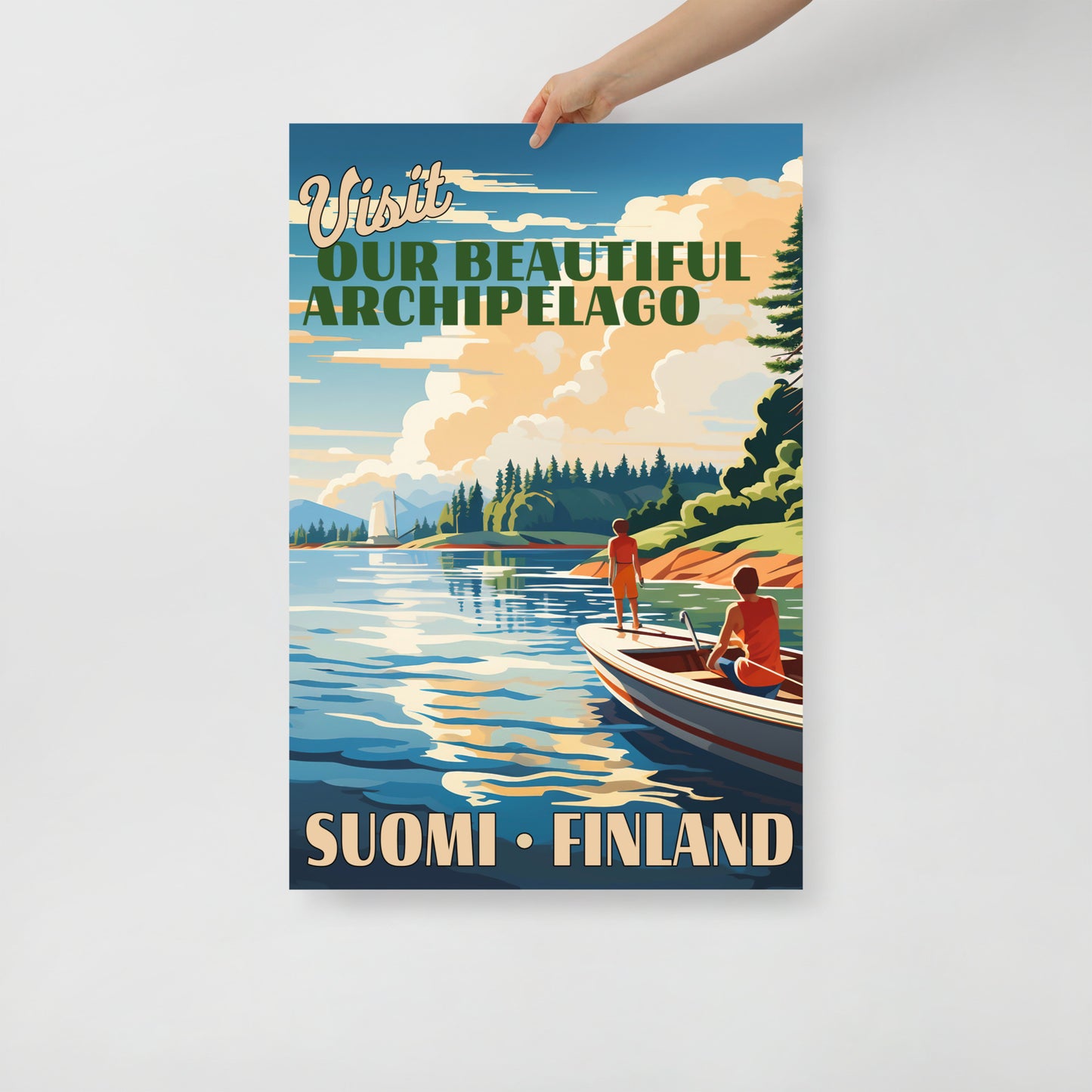 Poster - Vintage Suomi Finland Archipelago Till byn