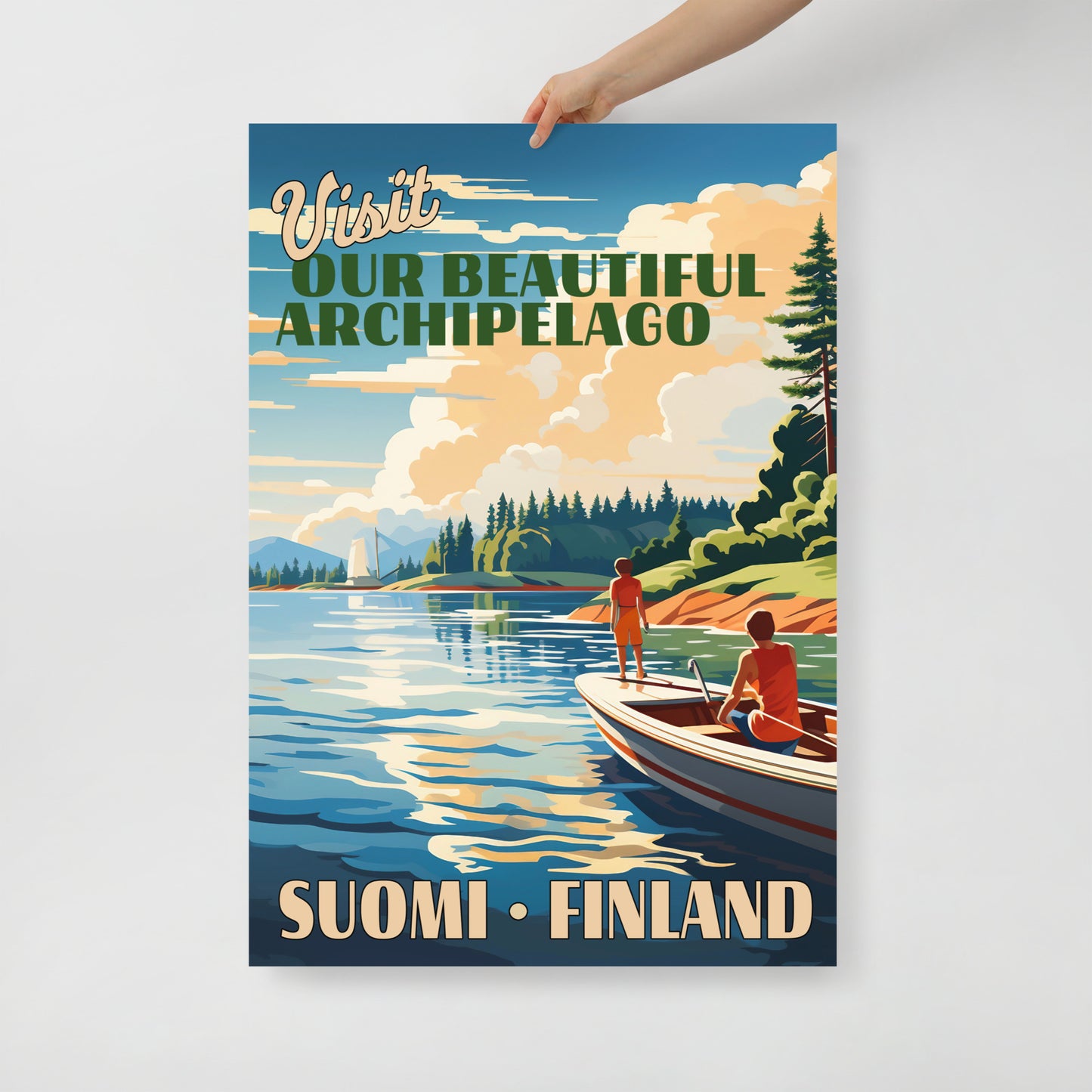 Poster - Vintage Suomi Finland Archipelago Till byn