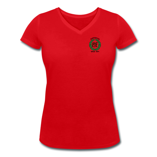 T-Shirt Dam (V-neck) - PIF Supporter liten logo - red