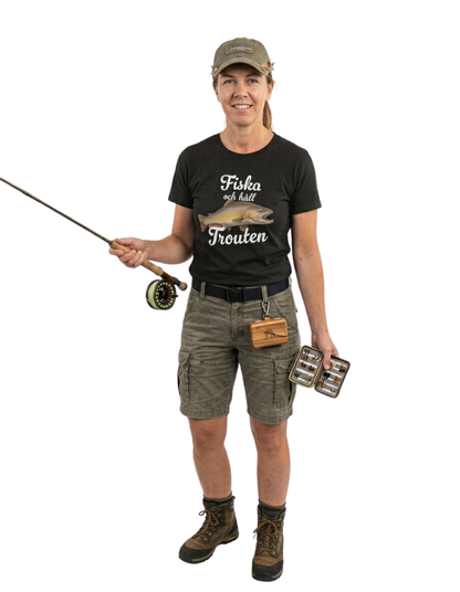 T-shirt Unisex - Fiska och håll Trouten (vit text)
