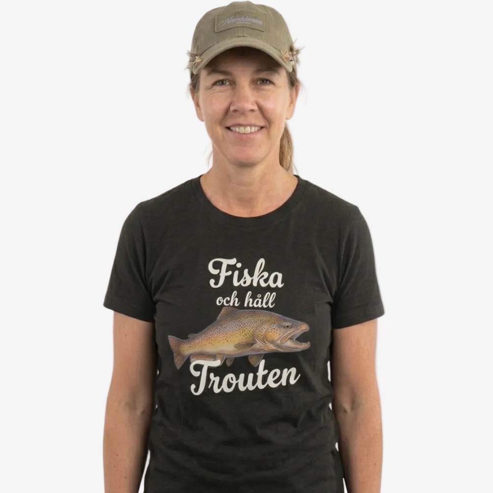 T-shirt Unisex - Fiska och håll Trouten (vit text)