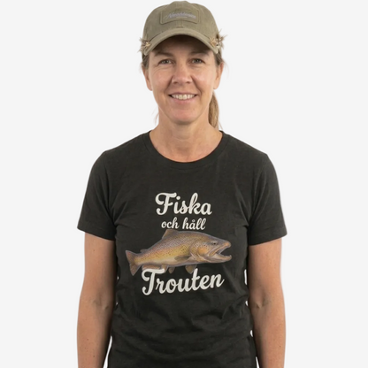 T-shirt Unisex - Fiska och håll Trouten (vit text)